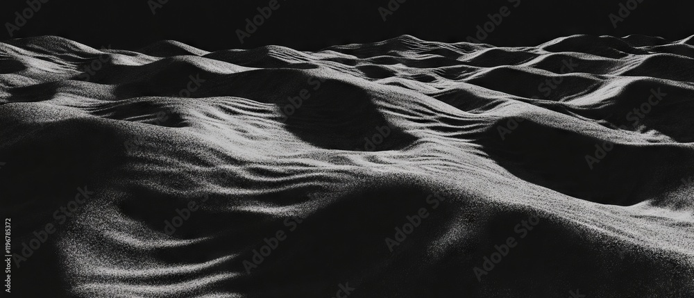 Poster dark sand texture creates desert-like atmosphere in a minimalist composition with strong contrast