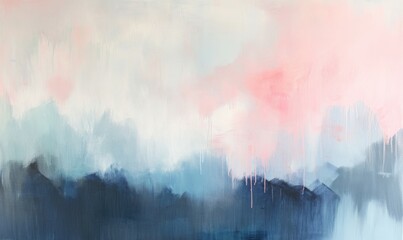Blended pink and blue brushstrokes evoking a sense of movement and energy, abstract brushstrokes, modern painting, dynamic movement, energetic atmosphere