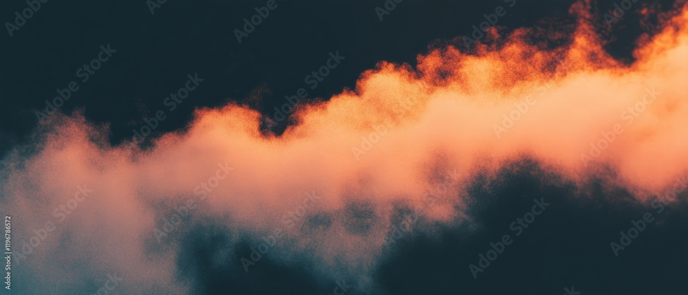 Poster fine dust particles illuminated against a black background create an atmospheric texture of haze and