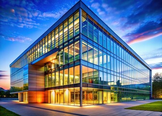 Obraz premium Transparent PNG Institute Logo, Modern Education Building, College Campus, University Architecture, Academic Institution