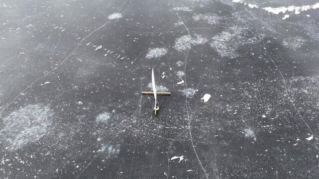 In the winter months, Ice boating takes place on Lake Noquebay in Crivitz, WI.