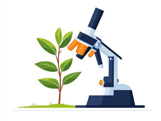 Advanced scientific setup featuring a microscope and young green plant symbolizing breakthroughs in biotechnology environmental research and sustainable innovation in plant sciences