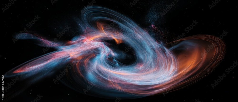 Poster swirling patterns of dark matter simulations create a cosmic mystery in a vast black void