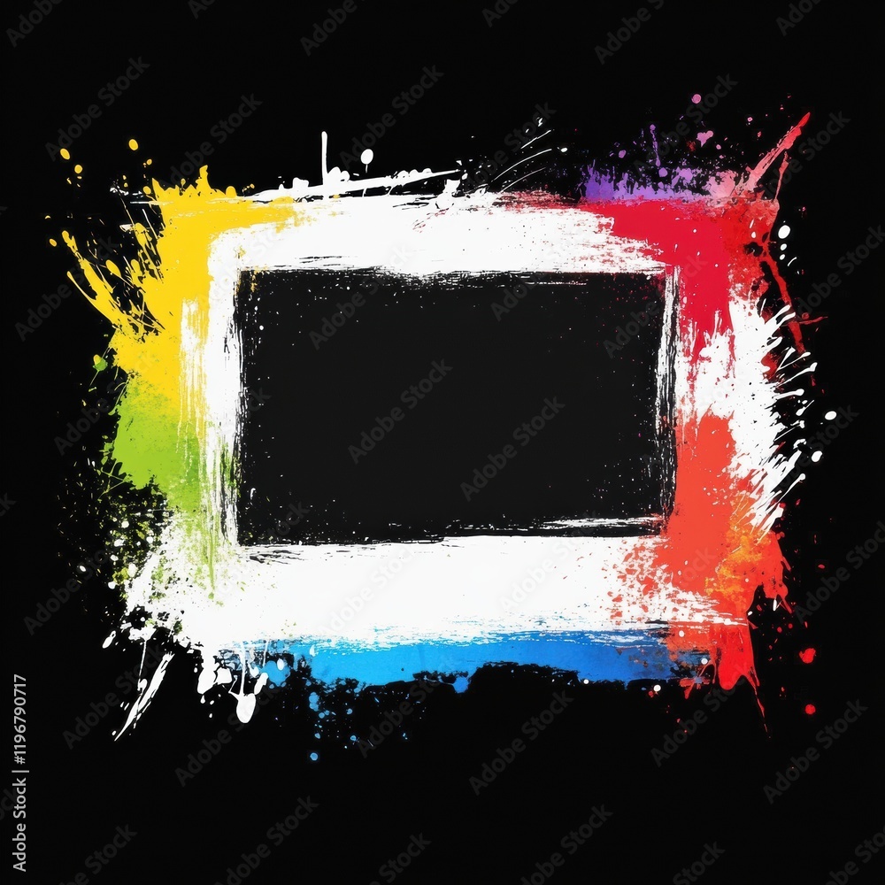 Fototapete bright and colorful painting frame with blank copy space for creative text art mockup. generative ai