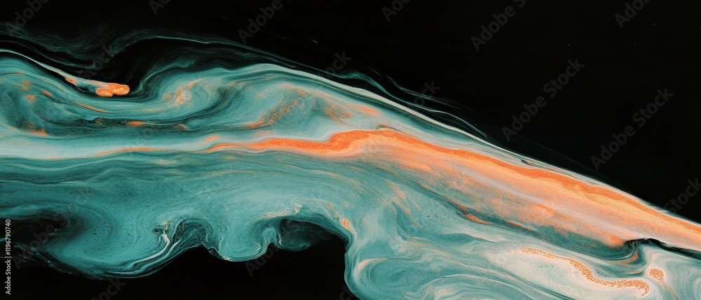 Poster swirling ink patterns in water create mesmerizing visuals against a black backdrop