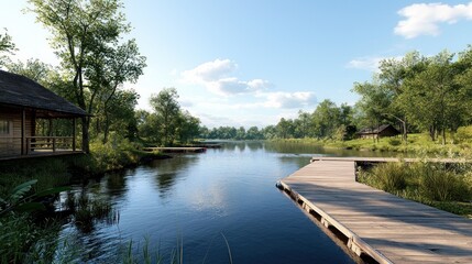 Fototapeta premium Tranquil Lake House Escape