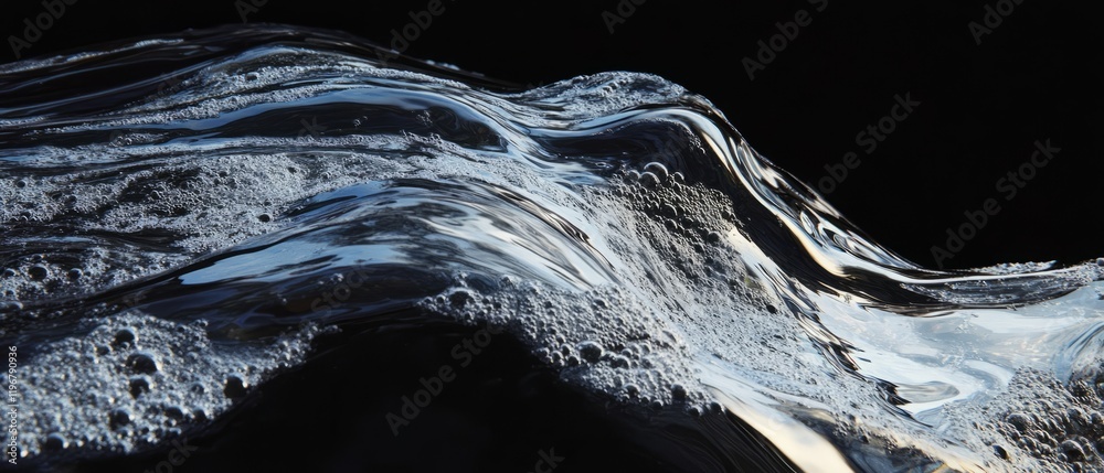Aufkleber Swirling pattern of liquid mercury creating a mesmerizing metallic effect against a black backdrop