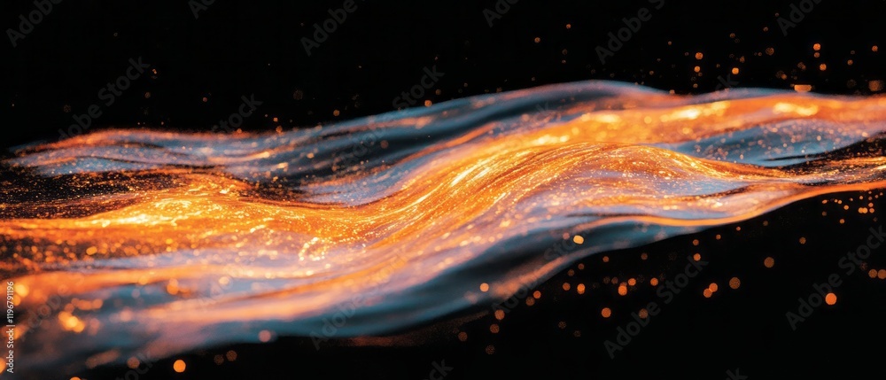 Poster Swirling mercury pattern creates captivating metallic effect against dark backdrop