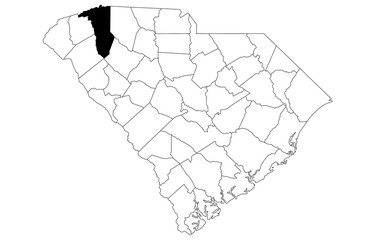 Map of Greenville County in South Carolina state on white background. single County map highlighted by black colour on South Carolina map. UNITED STATES, US