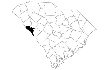 Map of McCormick County in South Carolina state on white background. single County map highlighted by black colour on South Carolina map. UNITED STATES, US