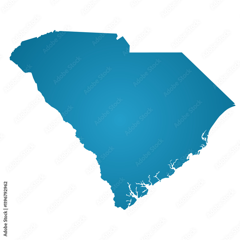 Wall mural Map of South Carolina in blue on a white background