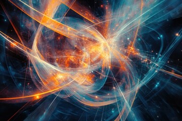 A futuristic composition of glowing lines and geometric shapes