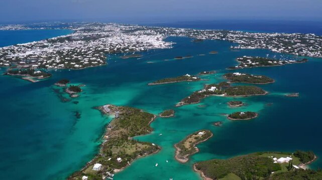 Aerial of Hamilton Harbour in Bermuda