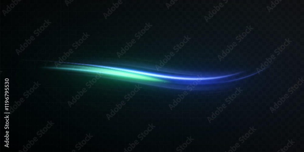 Aufkleber Light bright green glowing colorful curved line with magic light effect. Glow effect for game interface design and illustrations.