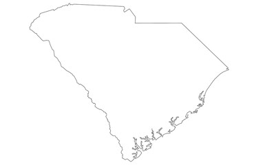 South Carolina map. High detailed illustration map - outline South Carolina State Map
