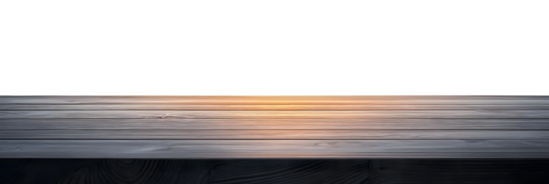 empty wooden table for various uses with transparent PNG background - easy modification