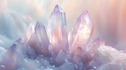 Tranquil Selenite Crystal with Pastel Background
