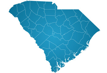 Fototapeta premium South Carolina map. counties map of South Carolina, blank Map, empty map of South Carolina