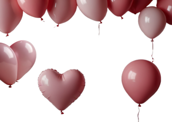 balloons with hearts. background with pink balls. Valentine's Day background.