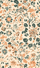 Seamless Tile Patterns Featuring Intricate Geometric and Floral Motifs, Hand-Drawn Doodles, and Traditional Ethnic Designs in Muted and Vibrant Color Palettes