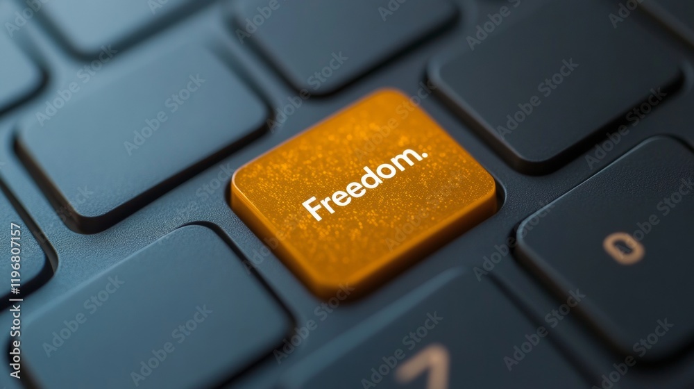 Poster Tech-Driven Keyboards Digital Glitch Effect with Freedom Key - Cybersecurity Marketing and Net Neutrality Advocacy for Startup Culture