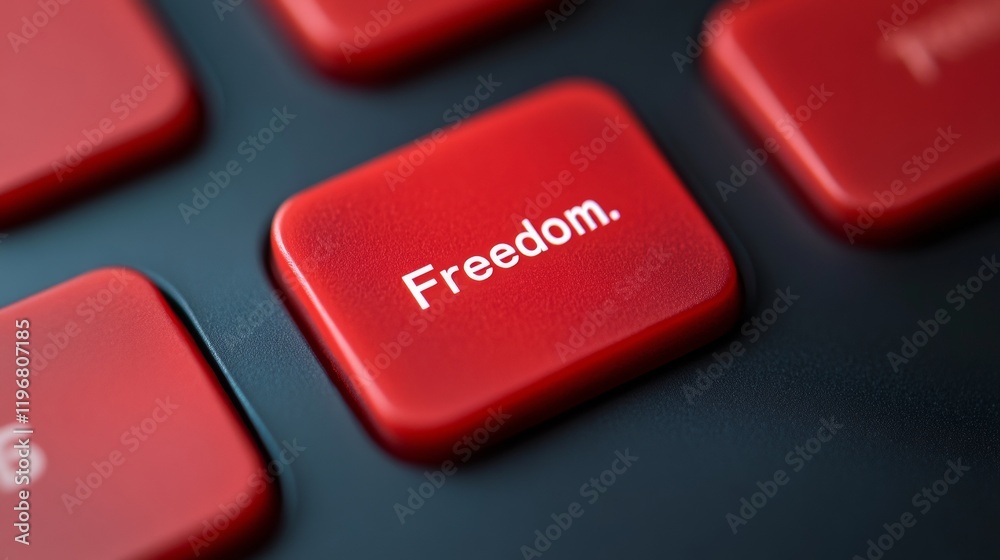 Poster Digital Liberation Keyboard Red Freedom Key with Glitch Effects on Black - Tech Activism and Cybersecurity Messaging for Startup Innovation and Net Neutrality Advocacy