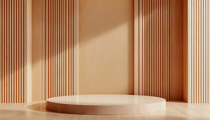 Elegant Wooden Platform Display for Product Presentation