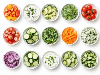 Healthy vegetable dips and fresh ingredients clean composition kitchen setting realistic food