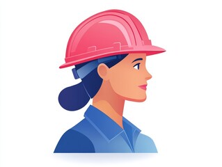 Female construction worker wearing a vibrant pink hard hat symbolizing empowerment diversity and leadership in modern engineering and construction industries