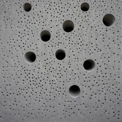 rough raw concrete wall with surface voids small holes texture abstract gray background