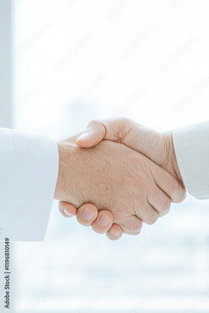 Aufkleber modern professional connection business handshake against minimalist white background - trust buildi