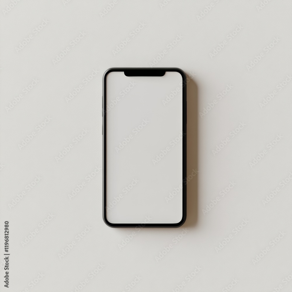 Aufkleber Minimalist Smartphone Mockup Sleek Blank Frame on White Surface for UI/UX Showcases in Tech and Digital Marketing - Versatile Branding Canvas