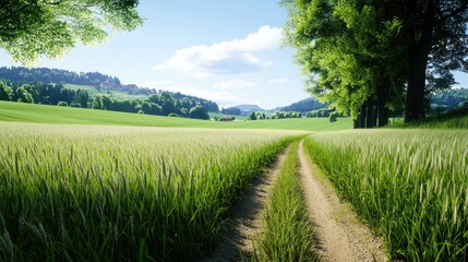 Obraz premium Summer Wheat Field Path