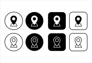 Location pin icon set.  Simple map icons. Address icon buttons. Place icons