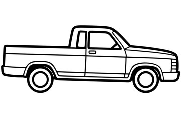 Modern Pickup Truck Line Drawing