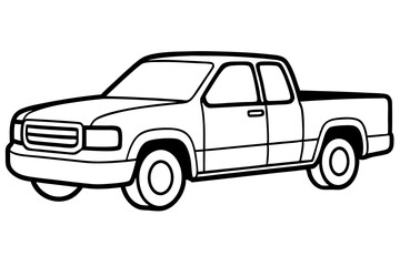 Modern Pickup Truck Line Drawing