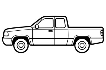 Modern Pickup Truck Line Drawing