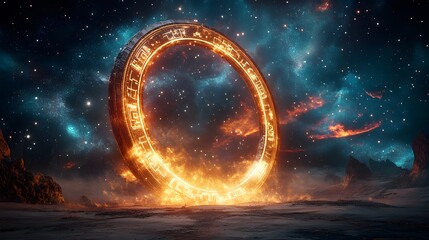 Interstellar Stargate Over Desert Landscape