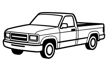 Modern Pickup Truck Line Drawing