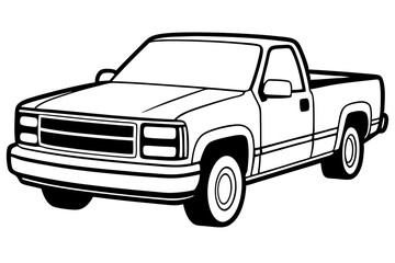 Modern Pickup Truck Line Drawing