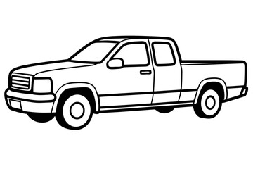 Modern Pickup Truck Line Drawing