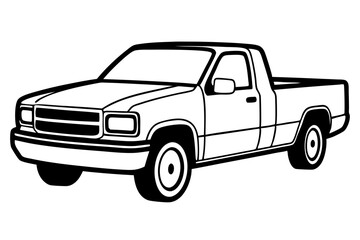 Modern Pickup Truck Line Drawing
