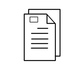 Icon of a text document with a bent right corner. small stack of documents illustration in black on a white background.