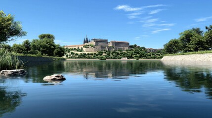 Obraz premium Castle reflected in a calm lake