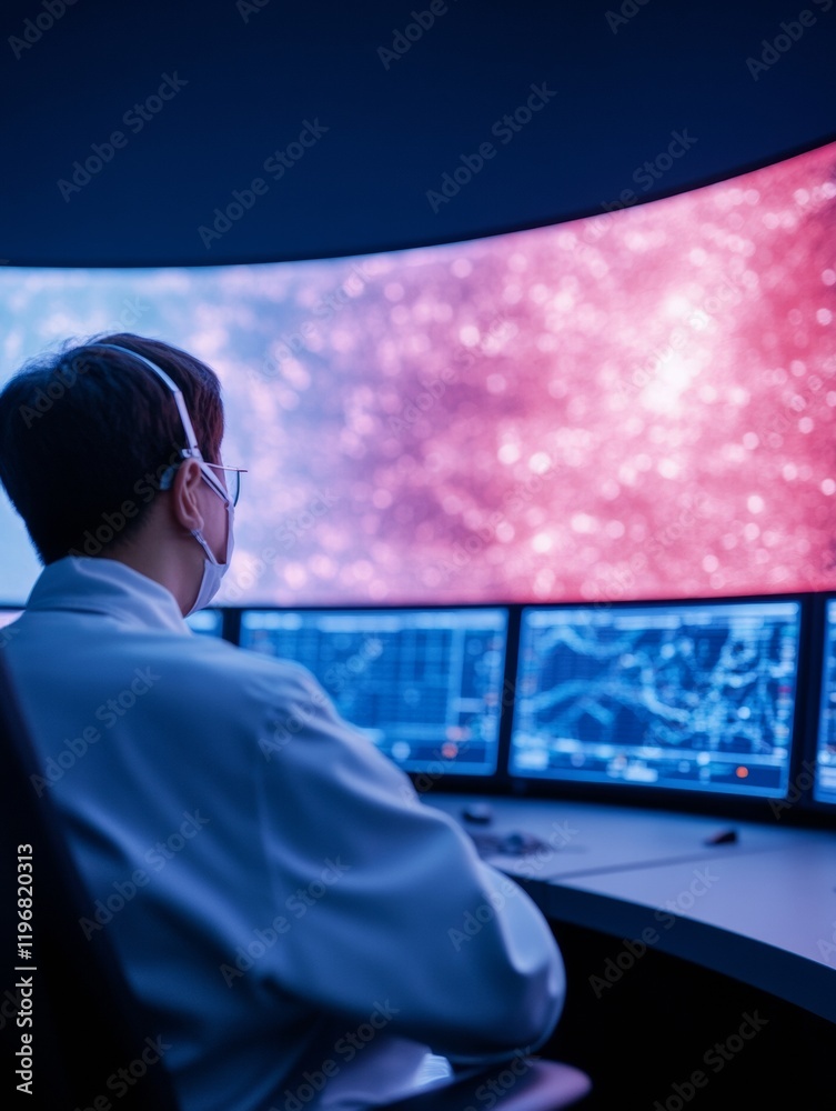 Poster control room, emergency management in control room diverse team monitors digital interfaces, analyzi