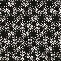 Abstract simple floral gothic style seamless pattern. Elegant minimal monochrome stylish background. Perfect for textile, fabric and fashion print.