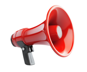 Vibrant Red Megaphone: A Powerful Communication Device , isolated on white background PNG