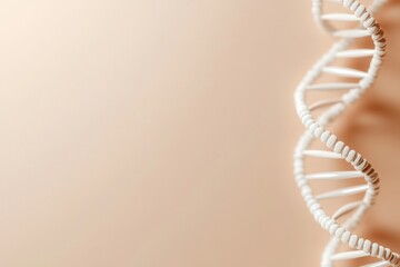 White dna chain rotating on pastel background representing biotechnology and genetic research