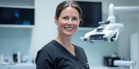 Experienced dentist performing patient care in modern dental clinic professional environment close-up perspective