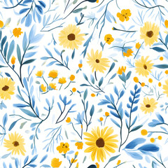 Creative Seamless Pattern 2D Doodle Floral Illustrations for wallpaper, card, tile.